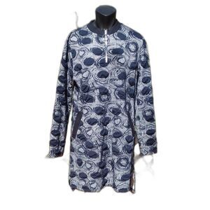 Robert Kitchen Navy Blue and White Bubble Design Tunic Size Medium